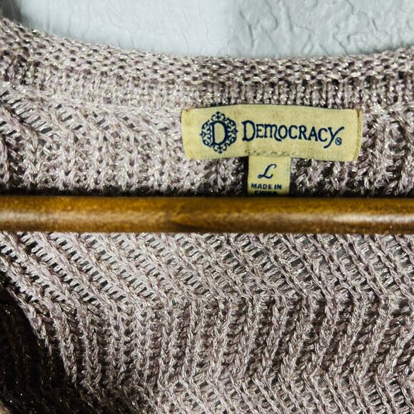 NEW! Democracy Y2K Metallic Sweater V Neck Loose Fit 2004 Mauve Pink - L - Picture 4 of 6